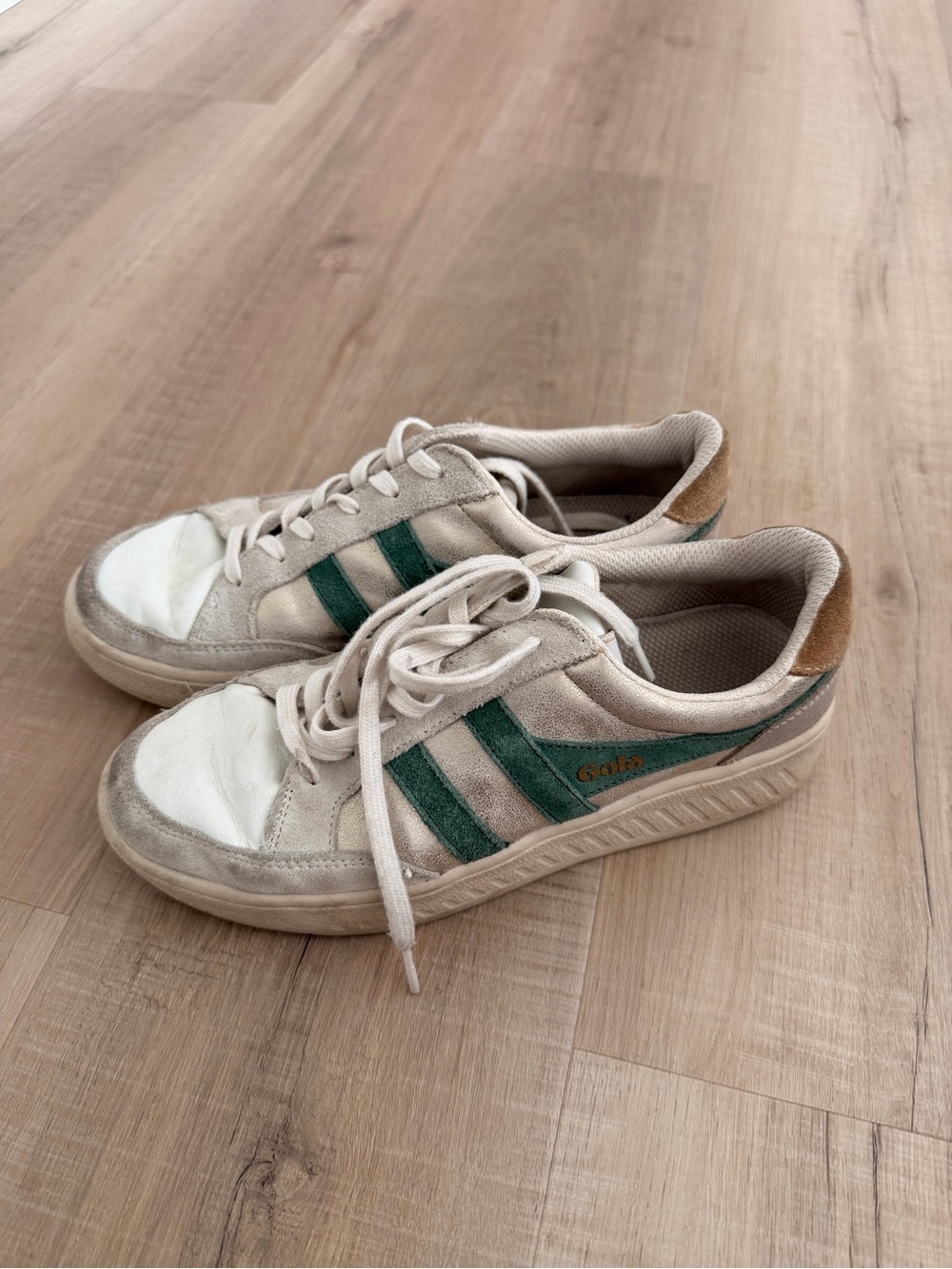 Gola Beige and Green Women's Classic Sneakers